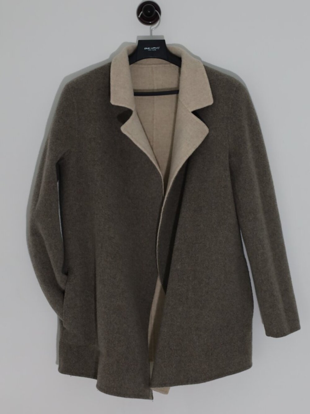 Theory Reversible Double Face Wool Cashmere Jacket Coat Beige Taupe Size S